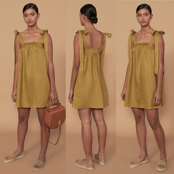Sancia The Zala Dress New With Tags in Olive Size Small 100 % Linen - Picture 1 of 12